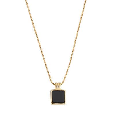 China Fashionable Hot Black Square Women's Necklace Brand Niche Design Light Luxury Chain All Net Red Clavicle Chain for sale