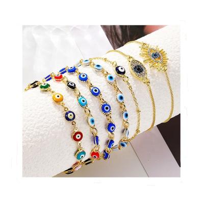 China Vintage Factory Wholesale Devil's Eye Bangle Gold Plated Women's Fashion Jewelry Colorful Diamond Bangle for sale