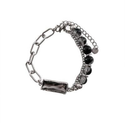 China Hiphop Niche Design Sense Black Gem Beads Bracelet Ice Slit Beads Bracelets Hip Hop Splice Top Chain Bracelet for sale