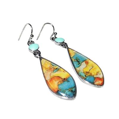 China Retro Vintage DIY Colorful Glass Dangling Earrings Water Drops Colorful Stone Dangling Earrings Women Fashion Jewelry for sale