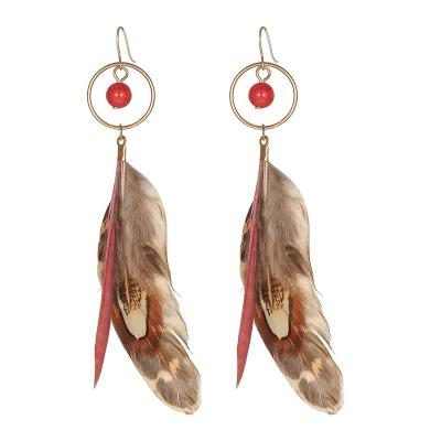 China Vintage Fashion Vintage Feather DIY Earrings Personality Fashion Boho Style Feather Dangling Handmade Earrings for sale