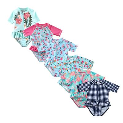 China Breathable One Piece Swimsuit Kids For Girls Swimsuit Shorts UPF50+ Sunsuit Sleeves Baby Swimming Wear for sale