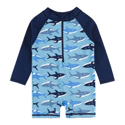 China Breathable In Statistical Current Hot Selling One Piece Swimsuit UPF50 Long Sleeves Cute Animal Print Kids Swimwear For Baby Boy for sale