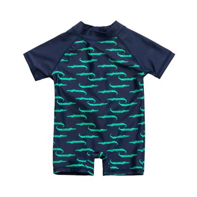 China Breathable Many Cute Croco Print Breathable Baby Boy Swimwear 1 Piece Swimsuit Sunsuit With Back Zipper For Little Boys for sale