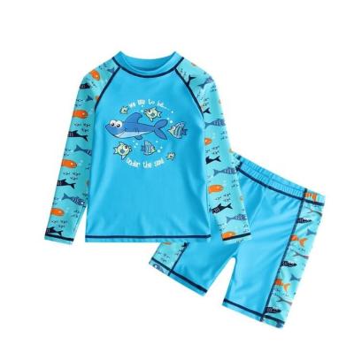 China Breathable Kid Boy Short Guard 50+UV Rash Animal Pattern Printing Two Piece Set Printed Swimwear for sale