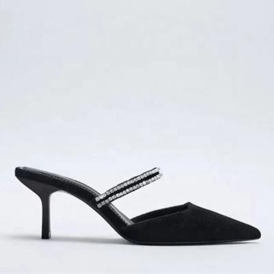 China Deodorization 2021 New Pointed Thin Heels Customize Sandals For Women And Ladies Mules Fashionable Shoes for sale