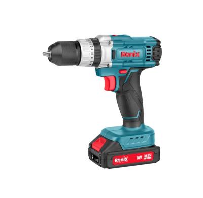 China High Power Ronix In Stock 8615 Newest Impact 16V Cordless Drill Brushless Hammer Drill Machine With 2 Batteries for sale