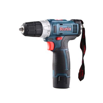 China Multi Function Ronix 8612 Professional Cordless Driver Drill 10mm Screwdriver Drill With 2 Batteries for sale