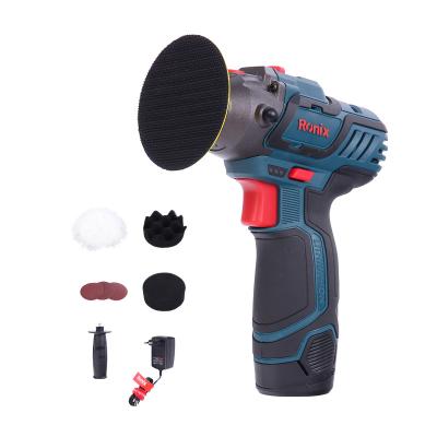 China High Efficiency Ronix in Stock 8304 Li-ion 12V Battery Repair Tool Cordless Sander Electric Lithium Car Polisher with 6pcs Accessories for sale