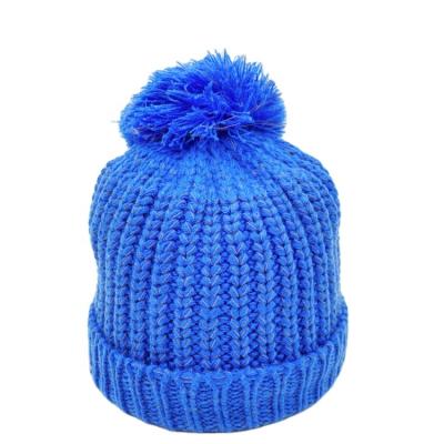 China Winter JOINT Adult Warm Navy Fashion Yarn Reflective Fleece Striping Soft Knitted Beanie Hats With Pom Pom for sale