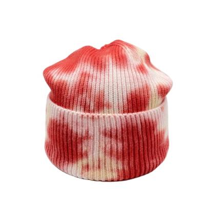 China JOINT Color Designer Winter Tie Dye Warm Fashion Multiple Knitted Beanie Hats Outdoor Hats for sale