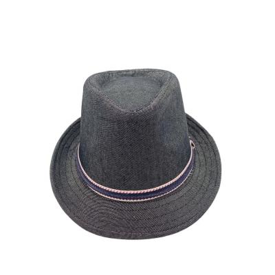 China Fashion\Comfortable Unisex Cotton\Durable Spring Summer Plain Black Fashion Jazz Cap With Band Fedora Hats For Men for sale