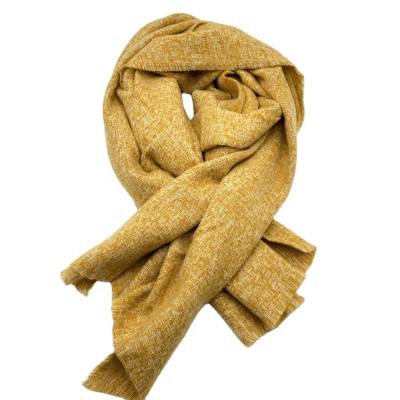 China Wholesale Fashion Fashion Winter Knitted Long Scarf Cashmere Yellow Plain Weave Scarf for sale