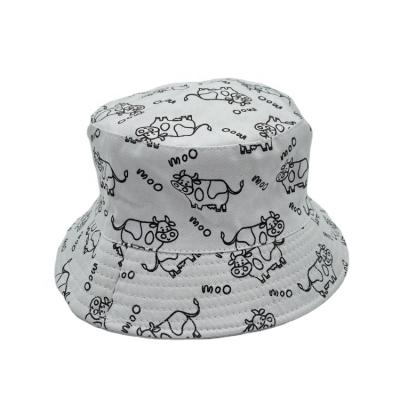 China Fashion White Cartoon\New Soft Warm Comfortable\Durable Good Quality Sale Double Sided Printed Cotton Adult Fisherman Hats Bucket Hats for sale