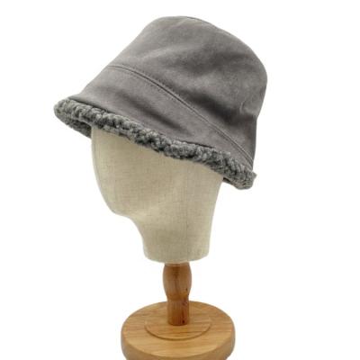 China Fashion Warm\Cut New Fashion Comfortable\Durable Heavy Polarized Winter Double Sided Sherpa Striping Suede Outside Adult Single Fisherman Hats Bucket Hats for sale