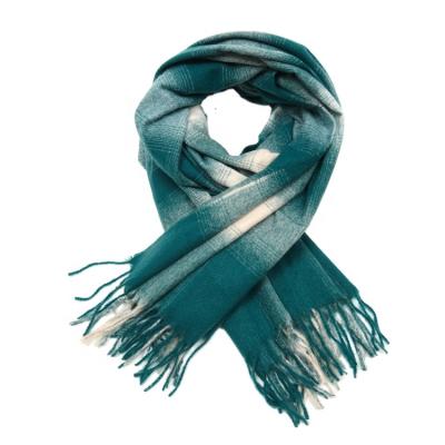 China Fashion Winter Gradient Scarf Knitted Cashmere Custom Men's Green Woven Long Scarf for sale