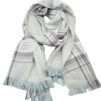 China Fashion Winter Stripe Scarf Thick Brushed Cashmere Woven Custom Square Scarf With Fringes Snood Women Shawl for sale