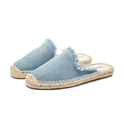 China Women Unique Flat Casual Shoes Deodorization Jute Mules Slippers Elegant Espadrilles for sale