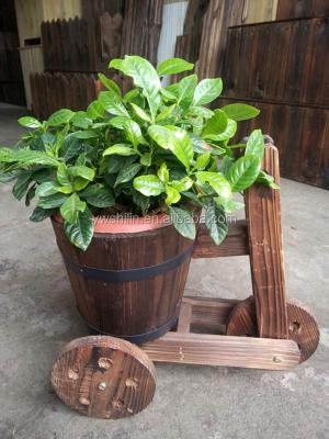 China wooden garden flower wheelbarrow/wooden flower pot/wooden planter boxes flower box/wooden flower shelf SL-WFS025 for sale