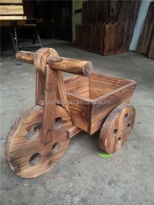 China wooden flower cart wooden wheelbarrow/garden flower/wooden flower pot/wooden barrel flower pot SL-WFS026 for sale