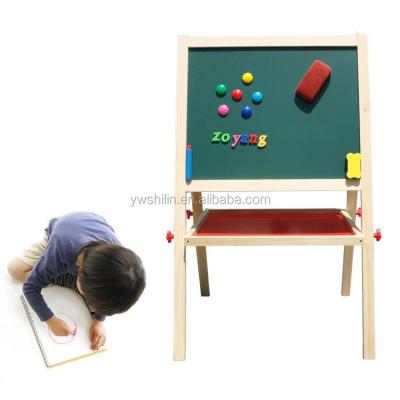 China Easel hot sales natural magnetic wooden painting drawing board with red tray for children/kid's drawing table/painting comb slate for sale