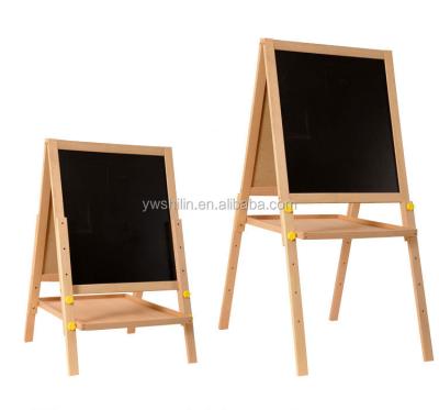 China Hot Sales Easel Natural Wooden Bilateral Adjustable Height Magnetic Painting Wooden Drawing Board With Tray For Kids for sale