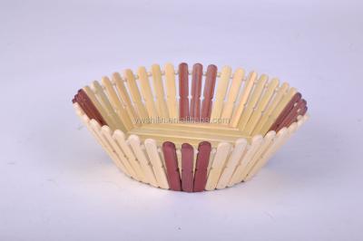 China 100%handmake sustainable round bamboo weaving beaded fruit basket for sale