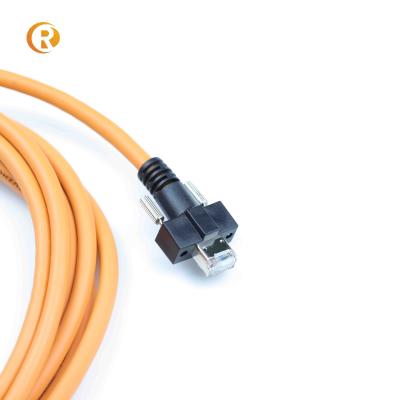 China Because SFTP CAT7 RJ45 Male 90 Degree Left ElbowTo Female With Ear Extension 28AWG Patch Cord Cable for sale