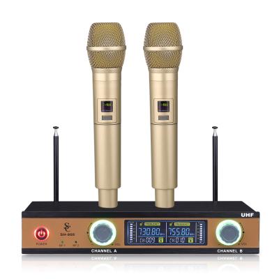 China Handheld Microphone Expedition & Handling - 800 Professional 2 Channels Wireless Handheld Microphone 2 Frequency UHF Dynamic Capsule For Karaoke System for sale