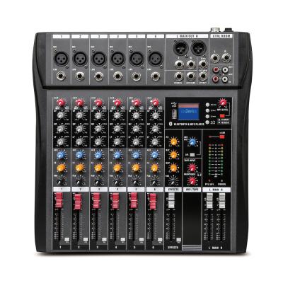 China Professional Disco\Bar\Club\Home 6 Channel Audio Mixers Stage Sound System Live Broadcast With Phantom Reverb Power 6 Way DJ Mixer for sale