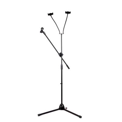 China Professional Adjustable Stage Performance SF-115 Tripod Microphone Stand Accessories For MIC Recording With 2 Phone Holder for sale