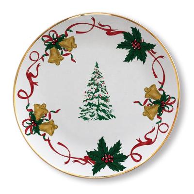 China Sustainable Porcelain Tableware Serving Dish Christmas Tree Dishes Set Custom Ceramic Christmas Dish for sale