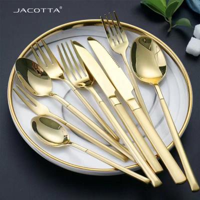 China Sustainable Wholesale Luxury Flatware Sets Wedding Metal Spoons And Forks Gold Stainless Cutlery Set for sale