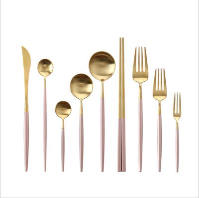 China Gold Disposable Cutlery Set Stainless Steel Flatware Set for sale