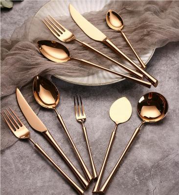 China Jacotta 304 Stainless Steel Cutlery Steak Cutlery Dinnerware Spoon Fork Western Household Viable Set Gold Full Set Mounted Gold Cutlery for sale