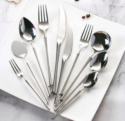 China Solid Steak Silverware Solid Gold Knife And Fork Set Silver Flatware Set European Western Restaurant Cutlery For Wedding for sale