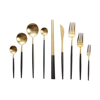 China Viable Stainless Steel Commercial Flatware Restaurant Cutlery Gold Silverware Luxury Dinner Knife Fork for sale