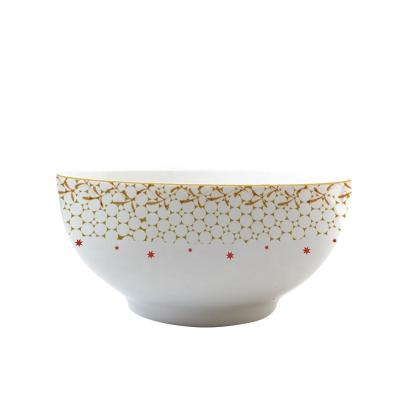 China Various Sizes Luxury Ceramic Salad Bowl Porcelain Bowl Sustainable Customized Gold Rim Ceramic Bowl for sale