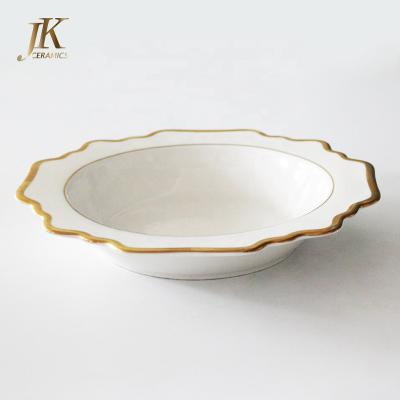 China Viable Wholesale White Porcelain Bowl Dishes Ceramic Soup Dishes Restaurant for sale