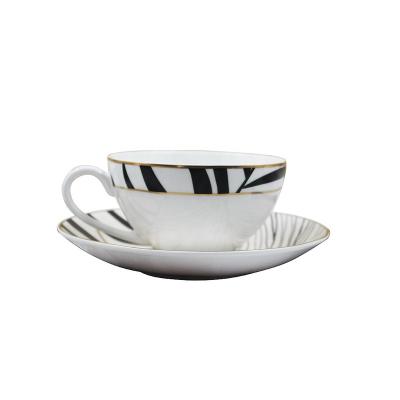 China Sustainable Wholesale Bone China Teacup Sets European Ceramic Coffee Cup And Saucer Porcelain for sale