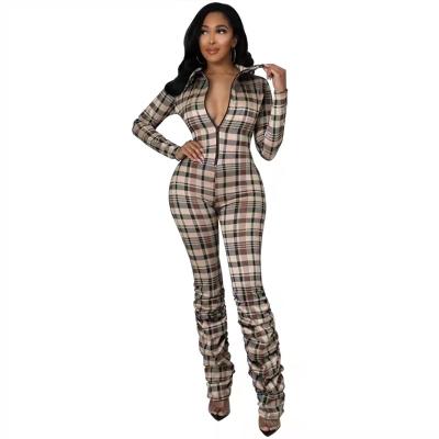 China Clothing 2021 Loose QUICK DRY Ladies Overalls Female Long Sleeve Casual Office Overalls Autumn Women Creative Plaid Print for sale