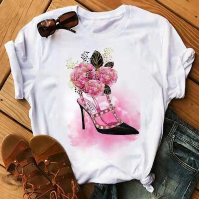 China Anti-wrinkle Variety Creativity 2021 Spring T-shirt Fashion New/Summer Women's Short High Heels Model Street Ladies Top Casual Shirt for sale