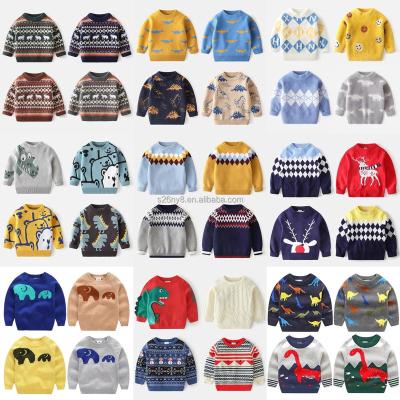 China Children's Sweater Anti-Shrink Latest Design Winter Knitted Sweater Set Kids Cotton Organic Baby Boy High Collar Wholesale for sale