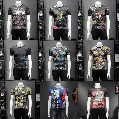 China Anti-Wrinkle Hip Hop Round Neck Men's T-shirt Oversized Loose V-Neck Short Sleeve Factory Wholesale 220gsm for sale