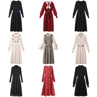 China New Autumn Winter Anti-Static Manufacturer Knitwear Long Sleeve Rib Knit Dress Women's Sweater Dress for sale