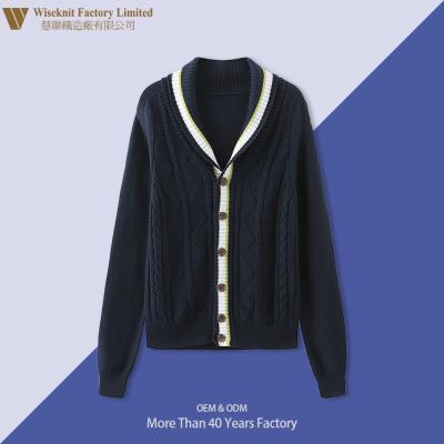 China Anti-wrinkle sweater factory fashion men's jacquard sweater cardigan knitted men's V-neck cardigan sweaters for sale