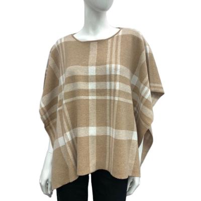 China Anti-wrinkle best sales winter warm ladies cotton pullover women checkers poncho poncho knitwear custom for sale