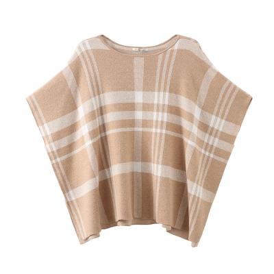 China Anti-wrinkle camel color Poncho Sweater Women Sleeveless Knitwear for sale