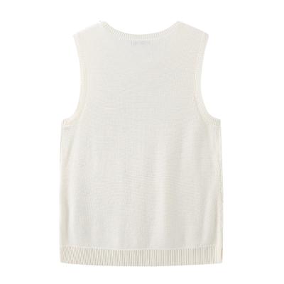 China Anti-wrinkle Elegant Heavy Pearl Vest Fashion Ladies Knitwear Sleeveless Sweater for sale