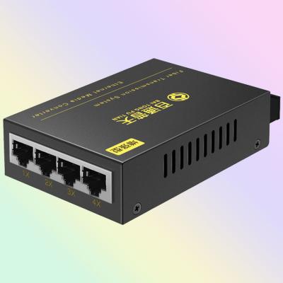 China FTTH SC Connector 4 Port Rj45 10/100/1000M Fiber Optic Transceiver Fiber Gigabit Ethernet Industrial Media Converters for sale